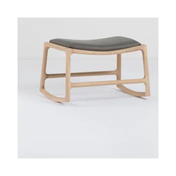 Taburet din piele bovina cu structura din lemn masiv de stejar Gazzda Dedo, gri imagine