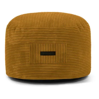 Taburet galben mustar cu tapiterie din catifea reiata Om 60 - SLOWDOWN imagine