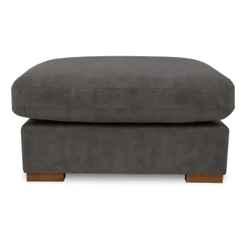 Taburet gri antracit cu tapiterie din imitatie de piele Hamburg - Scandic imagine