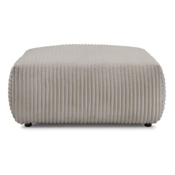 Taburet gri deschis/bej cu tapiterie din catifea reiata Lucien - Bobochic Paris imagine