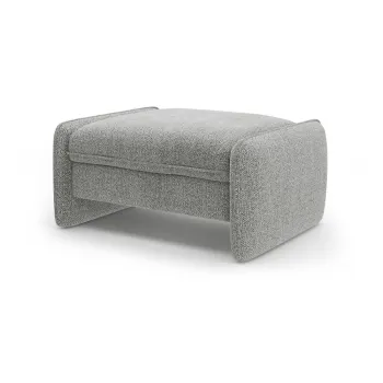 Taburet gri deschis cu tapiE>erie din chenille Georgia aEURMicadoni imagine