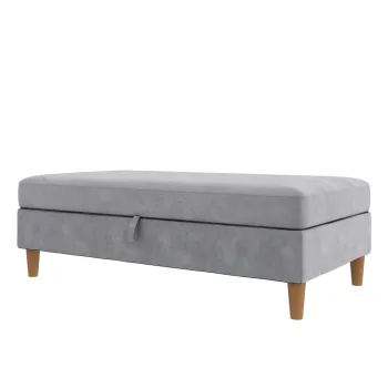 Taburet gri deschis cu tapiterie din catifea Lilly - Storaa imagine