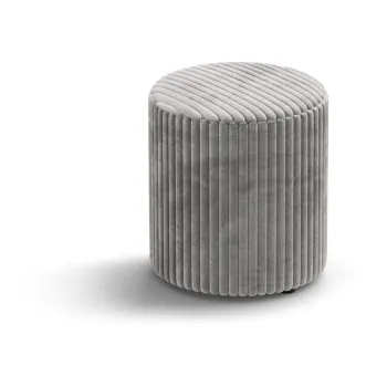 Taburet gri deschis cu tapiterie din catifea reiata Dia - Micadoni imagine