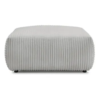 Taburet gri deschis cu tapiterie din catifea reiata Lucien - Bobochic Paris imagine