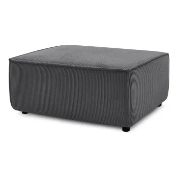 Taburet gri inchis cu tapiterie din catifea reiata Nihad - Bobochic Paris imagine