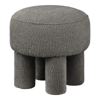 Taburet gri inchis cu tapiterie din chenille Canberra - House Nordic imagine