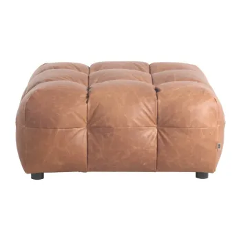 Taburet maro coniac cu tapiterie din piele Hackman - Dutchbone imagine