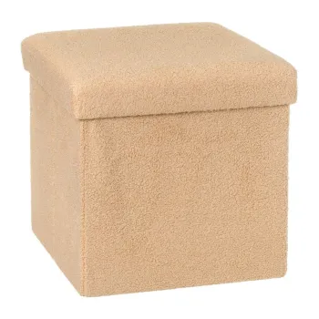 Taburet maro deschis cu tapiterie din tesatura boucle Folding - Casa Seleccion imagine