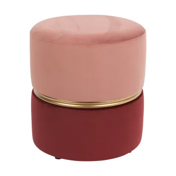 Taburet rosu/roz cu tapiterie din catifea Bubbly - White Label imagine