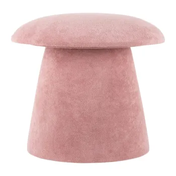 Taburet roz deschis cu tapiterie din catifea Mushroom - Leitmotiv imagine