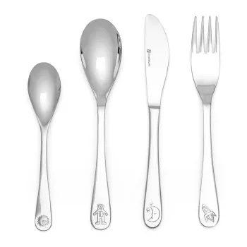 Tacamuri argintii din otel inoxidabil pentru copii 4 buc. Space - Zilverstad imagine