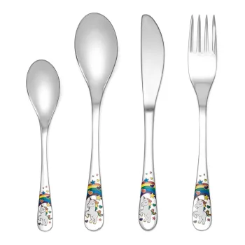 Tacamuri argintii din otel inoxidabil pentru copii 4 buc. Unicorn - Zilverstad imagine