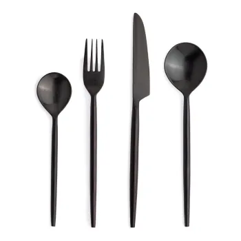 Tacamuri negre din otel inoxidabil 16 buc. pentru 4 persoane Bronte - Bizzotto imagine