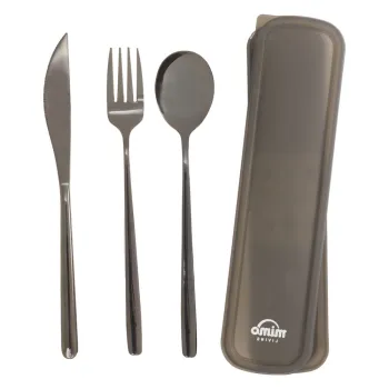 Tacamuri negru din otel inoxidabil 3 buc. Mimo - Premier Housewares imagine