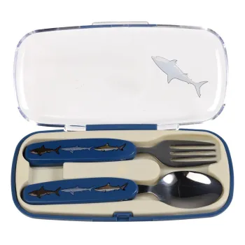 Tacamuri pentru copii albastre din otel inoxidabil 2 buc. Sharks - Rex London imagine