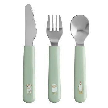 Tacamuri pentru copii verde deschis/argintiu din otel inoxidabil 3 buc. Little farm - Mepal imagine
