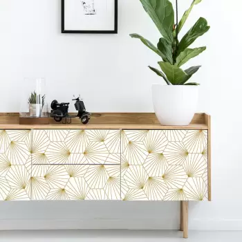 Tapet decorativ pentru mobilier Ambiance Hexoka, alb - galben imagine