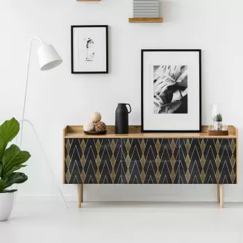 Tapet decorativ pentru mobilier Ambiance Ragnar, negru - auriu imagine