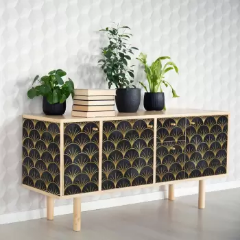 Tapet decorativ pentru mobilier Ambiance Youlika, negru - auriu imagine