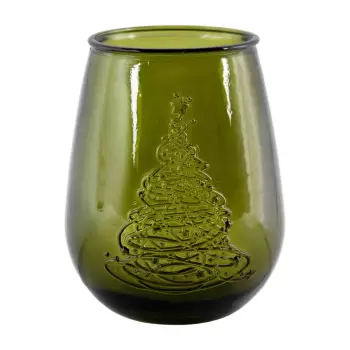 Vaza verde din sticla cu motiv de Craciun Ego Dekor Arbol de Navidad, inaltime 13 cm imagine