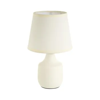 Veioza alb-crem din ceramica cu abajur textil (inaltime 24 cm) - Casa Seleccion imagine