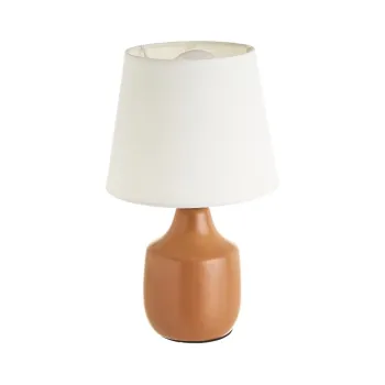 Veioza alb-maro din ceramica cu abajur textil (inaltime 24 cm) - Casa Seleccion imagine