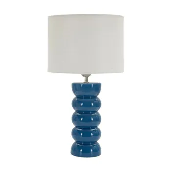 Veioza alba/albastra din ceramica cu abajur textil (inaltime 46 cm) Torr - Mauro Ferretti imagine