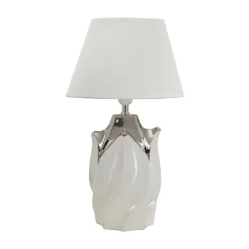 Veioza alba/argintie din ceramica cu abajur textil (inaltime 51 cm) Shiney - Mauro Ferretti imagine