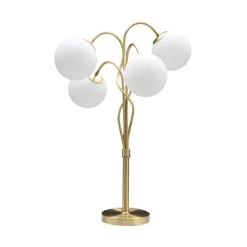 Veioza alba/aurie cu abajur din sticla (inaltime 74 cm) Glamy - Mauro Ferretti imagine