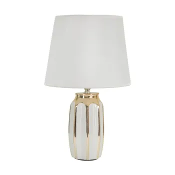 Veioza alba/aurie din ceramica cu abajur textil (inaltime 40,5 cm) Cassy - Mauro Ferretti imagine