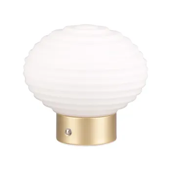 Veioza alba/aurie LED cu intensitate reglabila cu abajur din sticla (inaltime 14,5 cm) Earl - Trio imagine