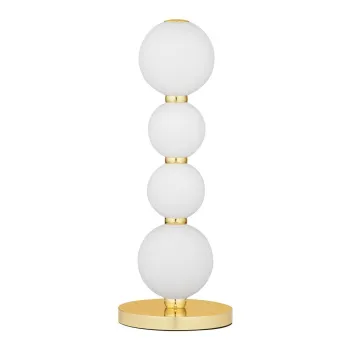 Veioza alba/aurie LED din metal cu abajur din sticla (inaltime 31 cm) Perla - Nova Luce imagine