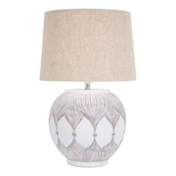 Veioza alba-bej cu abajur textil (inaltime 59 cm) Atene - Mauro Ferretti imagine