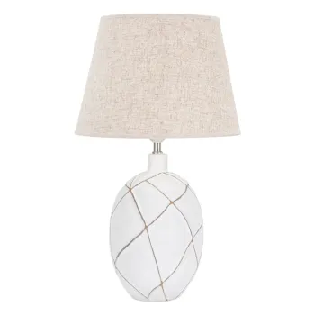 Veioza alba-crem cu abajur textil (inaltime 60 cm) Lines - Mauro Ferretti imagine