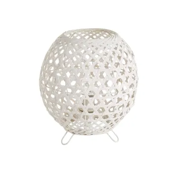 Veioza alba cu abajur din bambus (inaltime 23 cm) - Casa Seleccion imagine