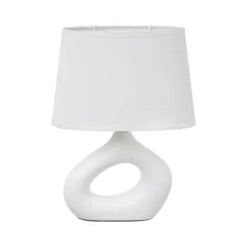 Veioza alba din ceramica cu abajur textil (inaltime 30 cm) - Casa Seleccion imagine