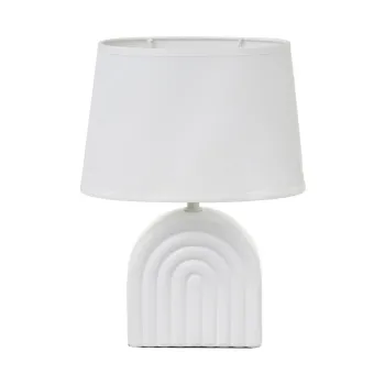 Veioza alba din ceramica cu abajur textil (inaltime 31 cm) - Casa Seleccion imagine