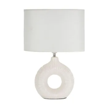 Veioza alba din ceramica cu abajur textil (inaltime 43 cm) Seta - Mauro Ferretti imagine