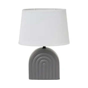 Veioza alba/gri din ceramica cu abajur textil (inaltime 31 cm) - Casa Seleccion imagine