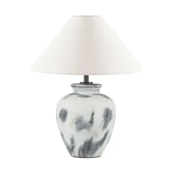 Veioza alba/gri din ceramica cu abajur textil (inaltime 55 cm) Lupe - Nova Luce imagine