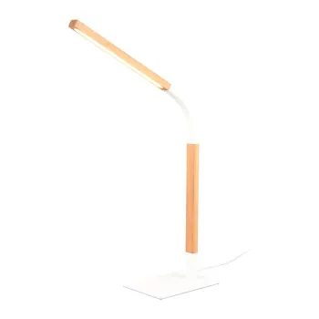 Veioza alba/in culoare naturala LED cu intensitate reglabila cu abajur din lemn (inaltime 73,5 cm) Norris - Trio imagine