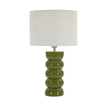 Veioza alba/verde din ceramica cu abajur textil (inaltime 46 cm) Torr - Mauro Ferretti imagine