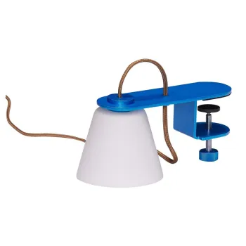 Veioza albastra cu abajur din sticla (inaltime 23 cm) Lure - Hubsch imagine