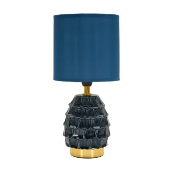 Veioza albastra din ceramica cu abajur textil (inaltime 30,5 cm) Pigny - Mauro Ferretti imagine