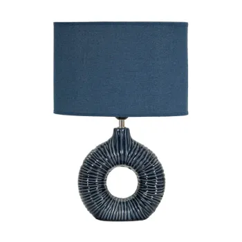 Veioza albastra din ceramica cu abajur textil (inaltime 43 cm) Seta - Mauro Ferretti imagine