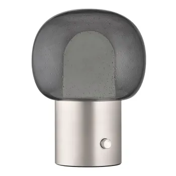 Veioza argintie LED din aluminiu cu abajur din sticla (inaltime 32 cm) Iris - Blomus imagine