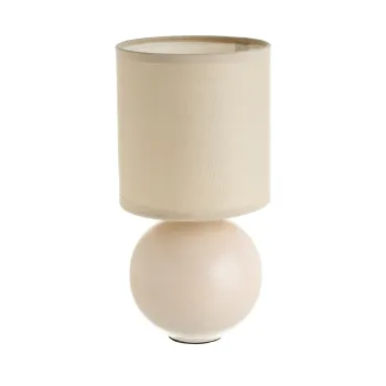 Veioza bej din ceramica cu abajur textil (inaltime 24,5 cm) - Casa Seleccion imagine