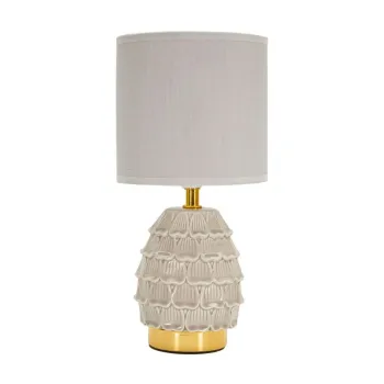 Veioza bej din ceramica cu abajur textil (inaltime 30,5 cm) Pigny - Mauro Ferretti imagine