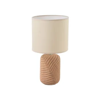 Veioza caramizie/crem cu abajur textil (inaltime 39 cm) - Casa Seleccion imagine