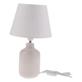 Veioza crem cu abajur textil (inaltime 41 cm) - Dakls imagine